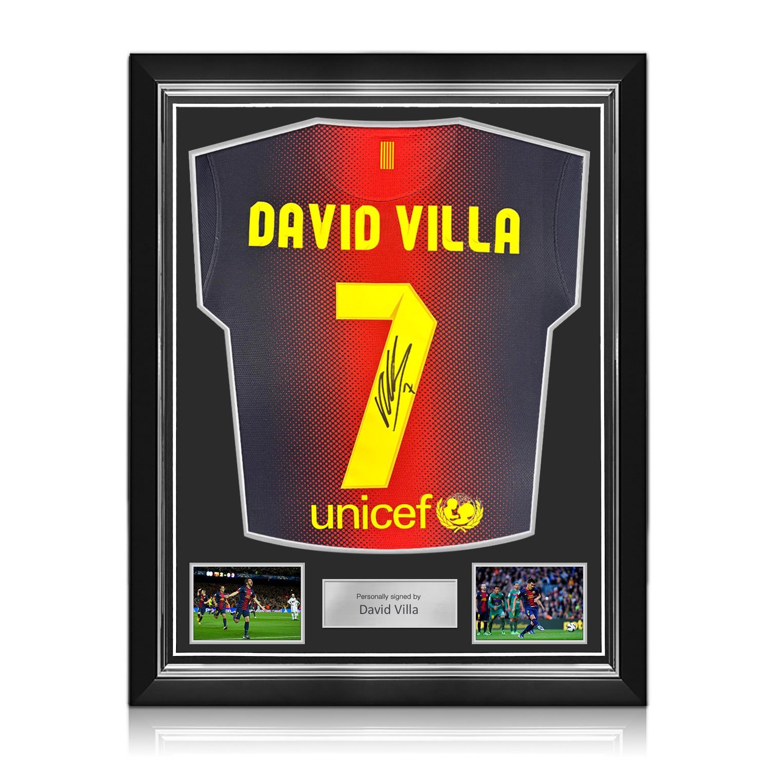 David Villa Signed Original Barcelona 2012-13 Football Shirt. Superior Frame