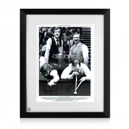 Framed Signed Steve Davis And Dennis Taylor Snooker Photo: 1985 World Championship