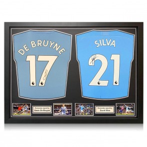 Kevin De Bruyne And David Silva Signed Manchester City Football Shirts. Dual Frame