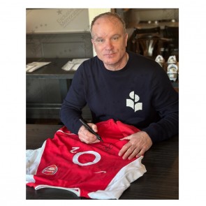 Dennis Bergkamp Front Signed Original 2002-04 Arsenal Football Shirt. Icon Frame