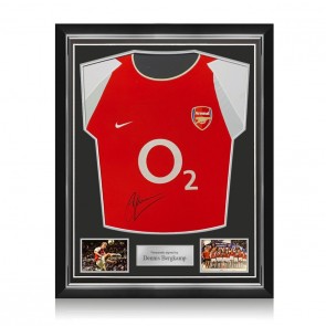 Dennis Bergkamp Front Signed Original 2002-04 Arsenal Football Shirt. Superior Frame