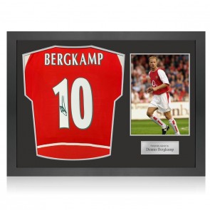 Dennis Bergkamp Signed Original 2002-04 Arsenal Football Shirt. Icon Frame