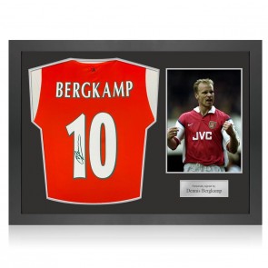 Dennis Bergkamp Signed Arsenal Football Shirt. Icon Frame
