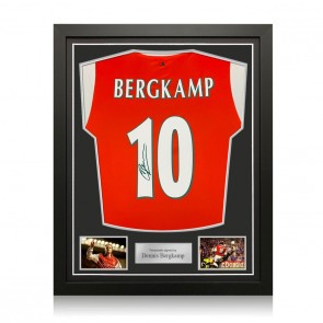 Dennis Bergkamp Signed Arsenal Football Shirt. Standard Frame