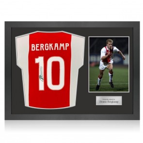 Dennis Bergkamp Signed Ajax Football Shirt. Icon Frame