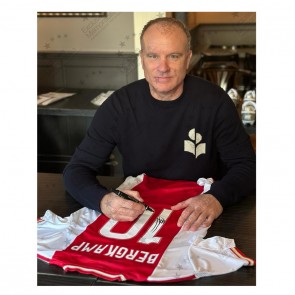 Dennis Bergkamp Signed Ajax Football Shirt. Standard Frame