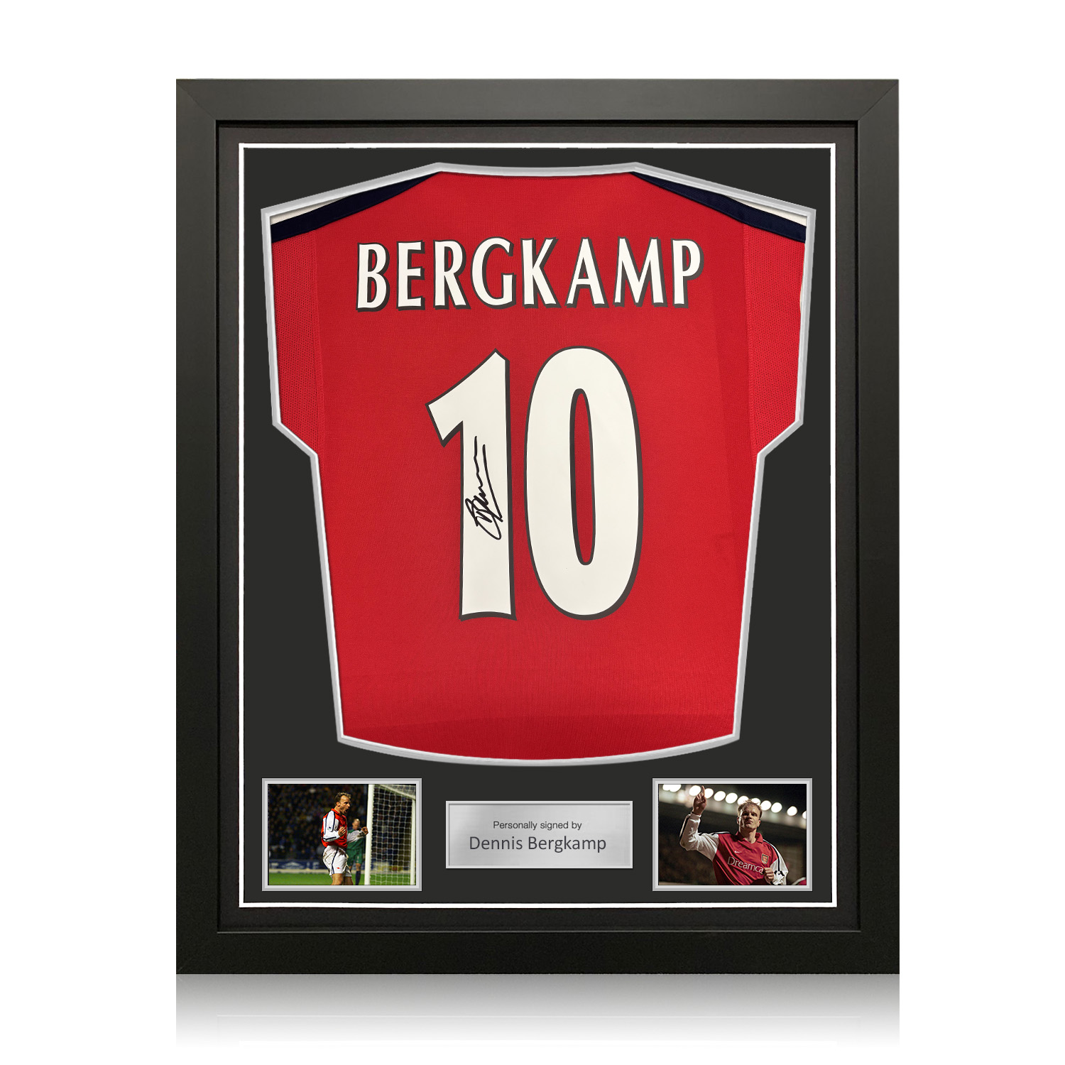 Dennis Bergkamp Signed Arsenal Original 2000-02 Football Shirt. Standard Frame