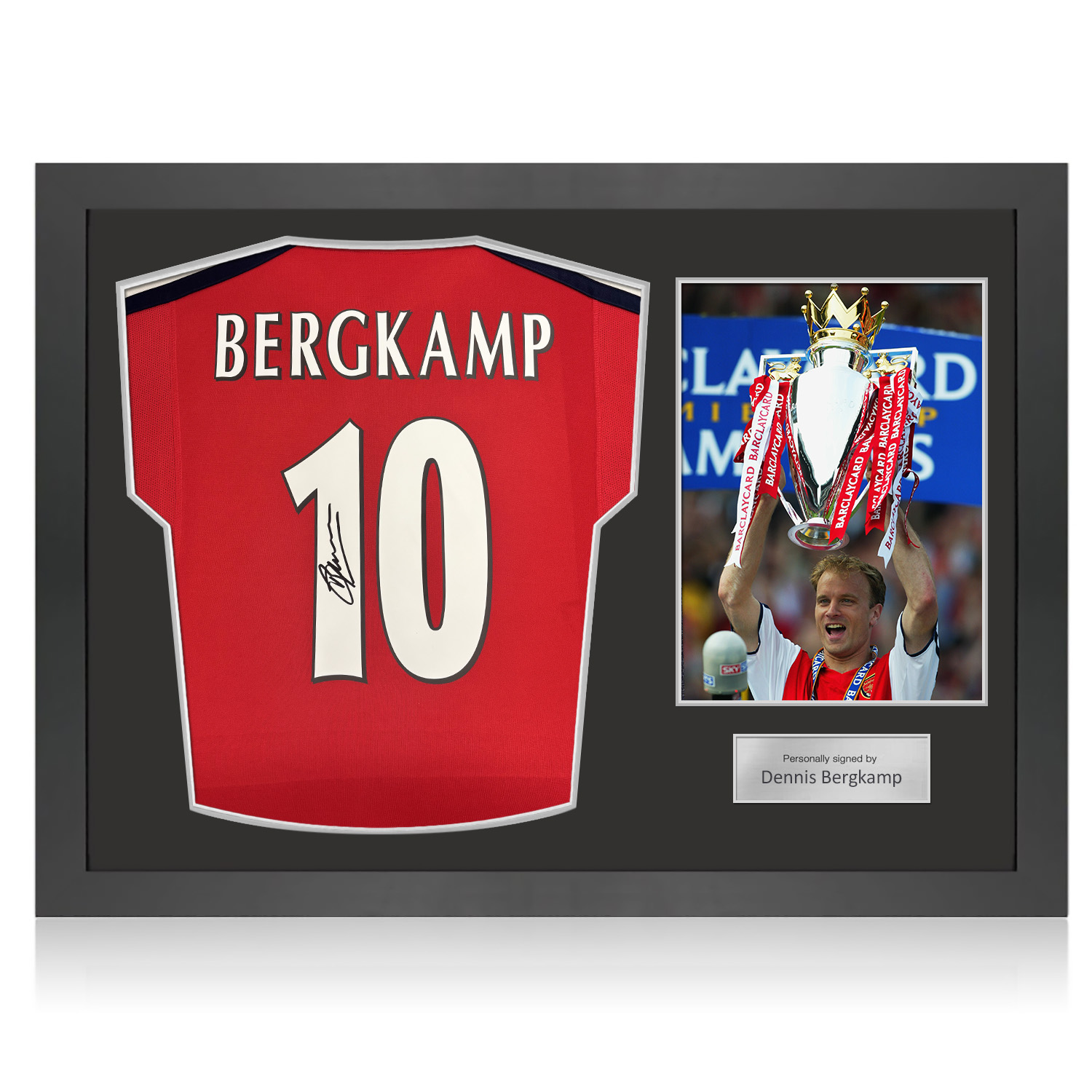 Dennis Bergkamp Signed Arsenal Original 2000-02 Football Shirt. Icon Frame