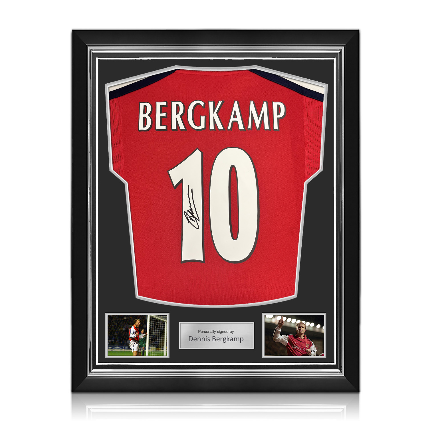 Dennis Bergkamp Signed Arsenal Original 2000-02 Football Shirt. Superior Frame