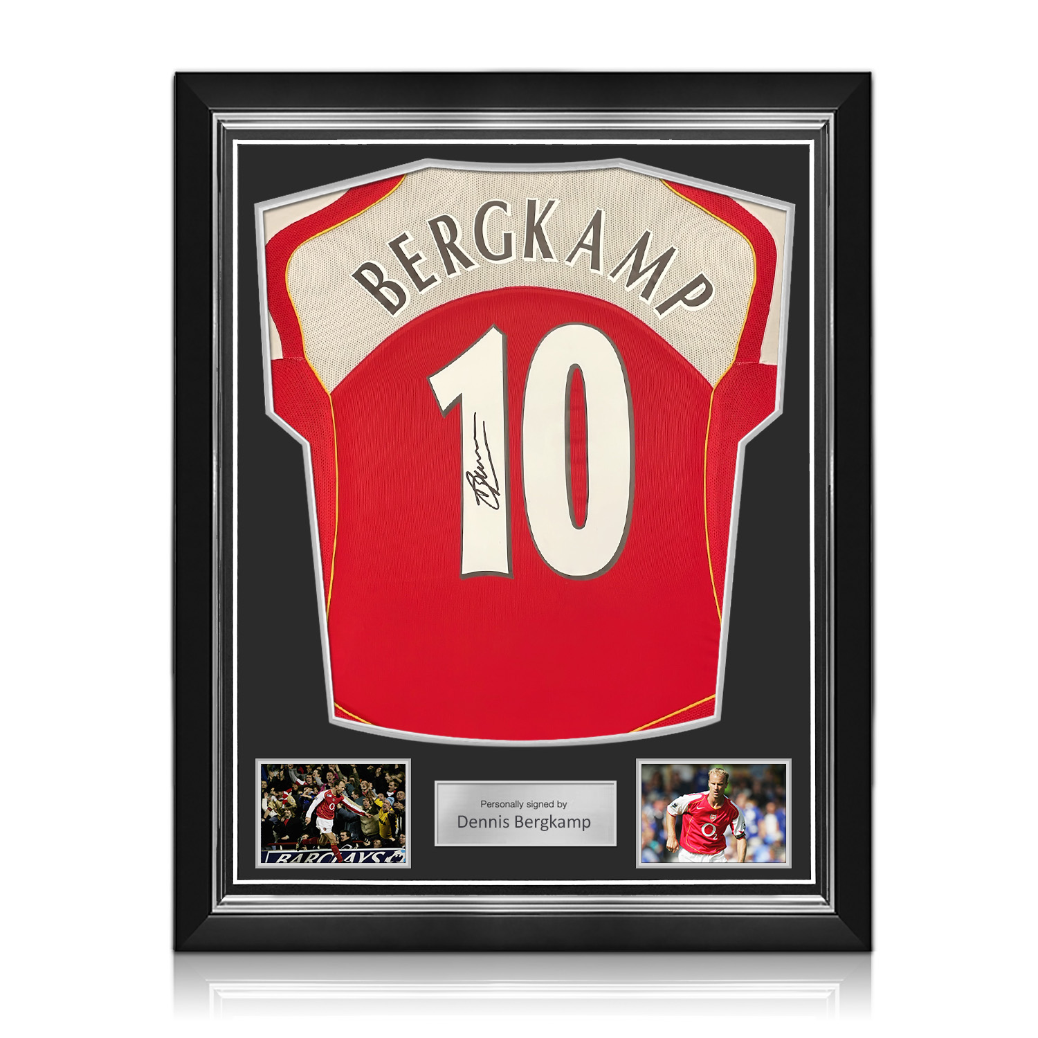 Dennis Bergkamp Signed Arsenal Original 2004-05 Football Shirt. Superior Frame