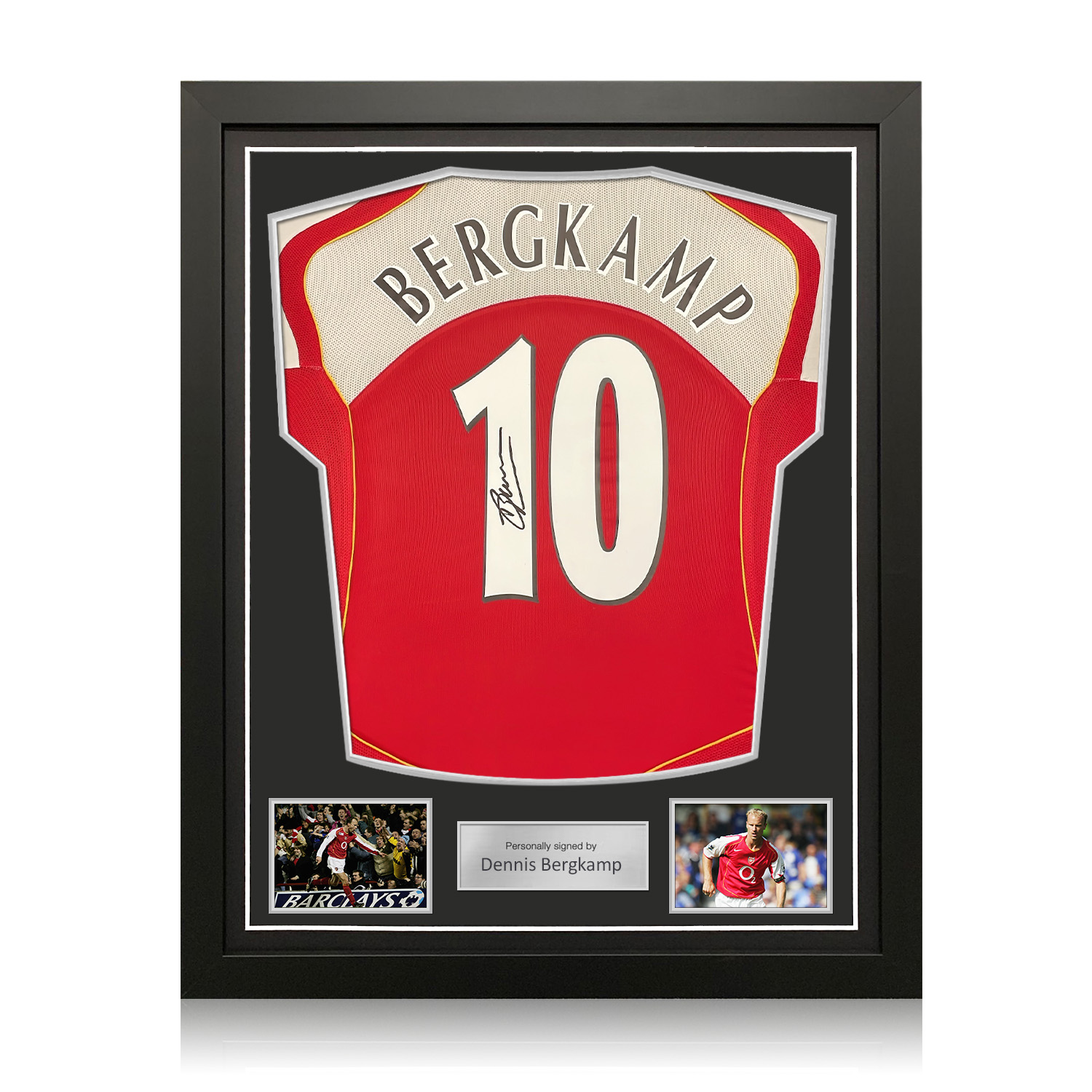 Dennis Bergkamp Signed Arsenal Original 2004-05 Football Shirt. Standard Frame