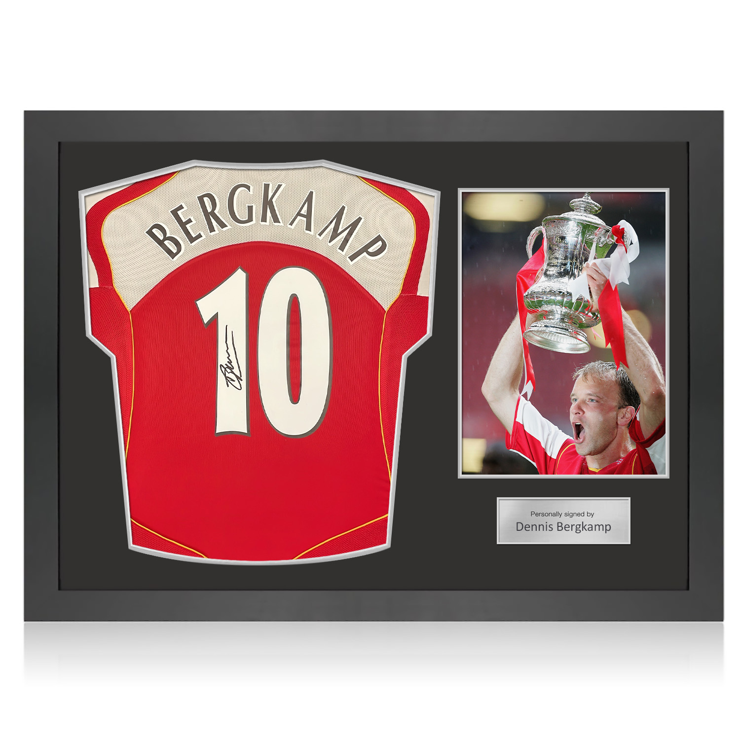 Dennis Bergkamp Signed Arsenal Original 2004-05 Football Shirt. Icon Frame