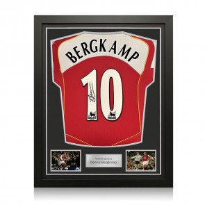 Dennis Bergkamp Signed Arsenal Original 2004-05 Football Shirt (Original Print). Standard Frame