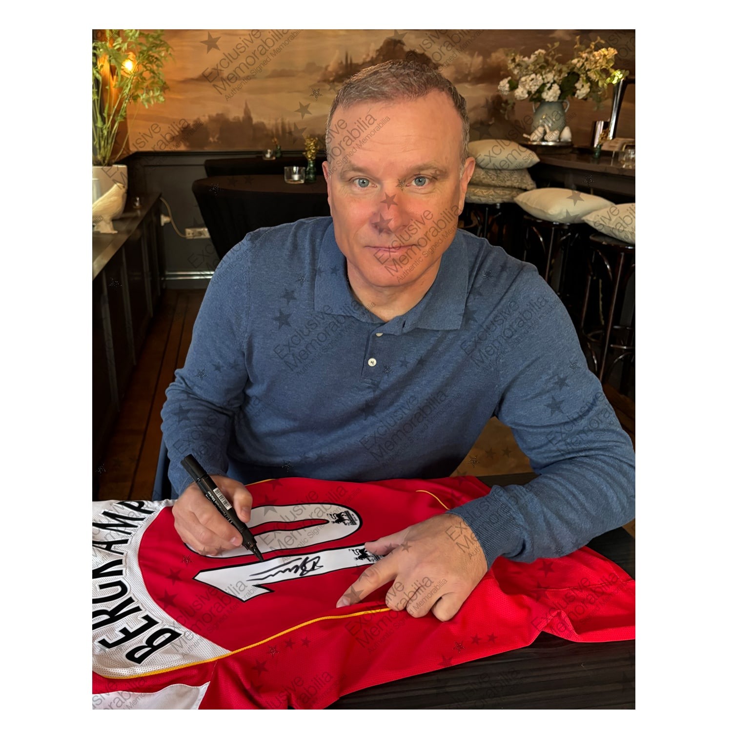 Dennis Bergkamp Signed Arsenal Original 2004-05 Football Shirt (Original print)
