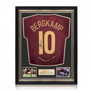 Dennis Bergkamp Signed Original 2005-06 Arsenal Football Shirt. Superior Frame