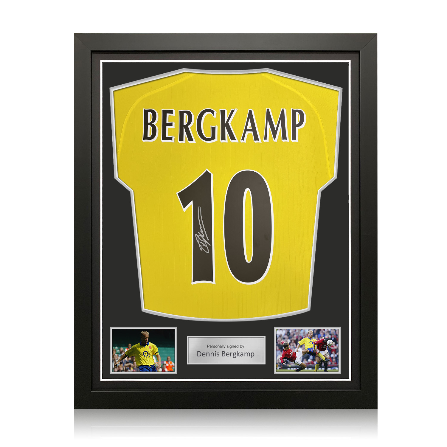 Dennis Bergkamp Signed Arsenal Original 2003-04 Away Football Shirt. Standard Frame