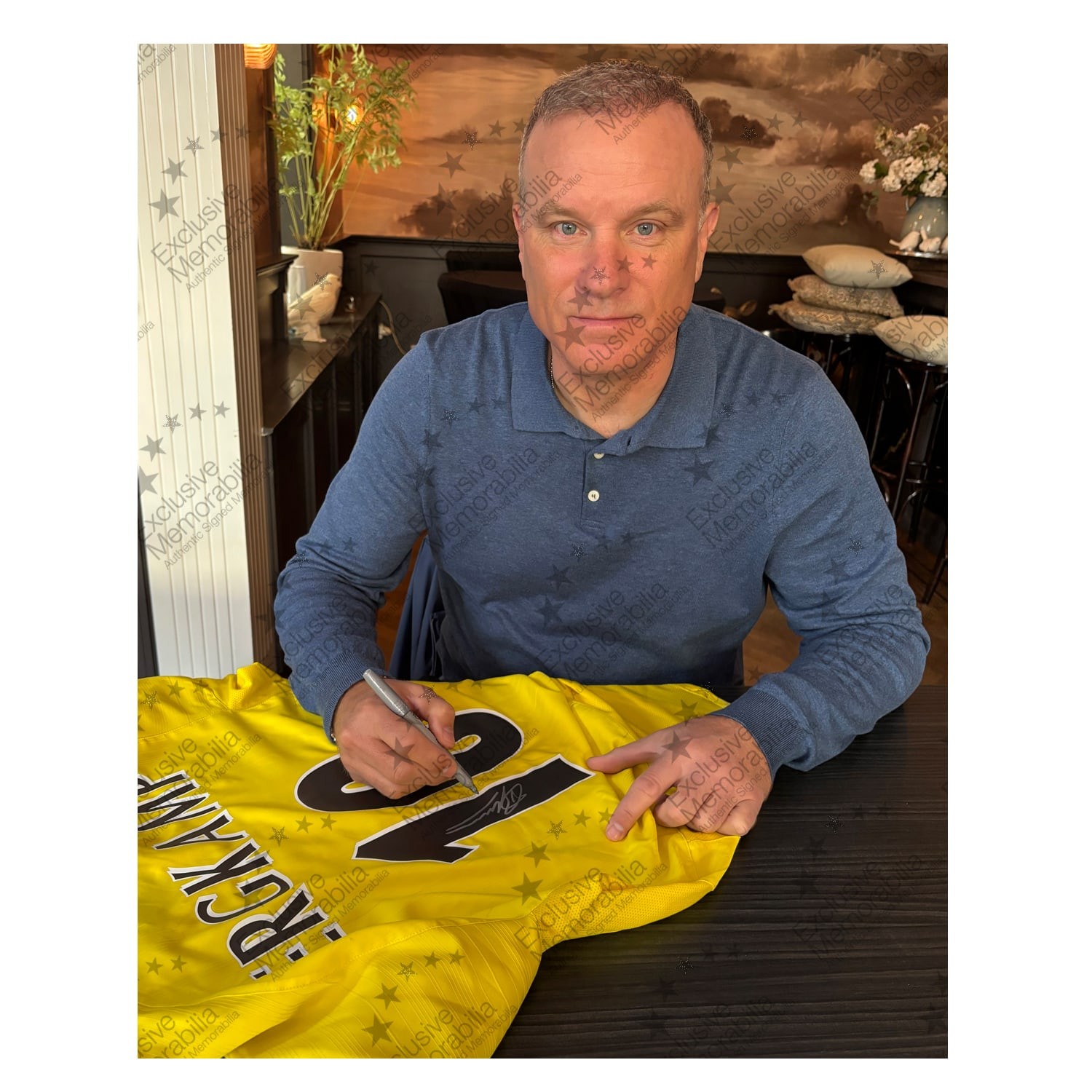Dennis Bergkamp Signed Arsenal Original 2003-04 Away Football Shirt. Icon Frame
