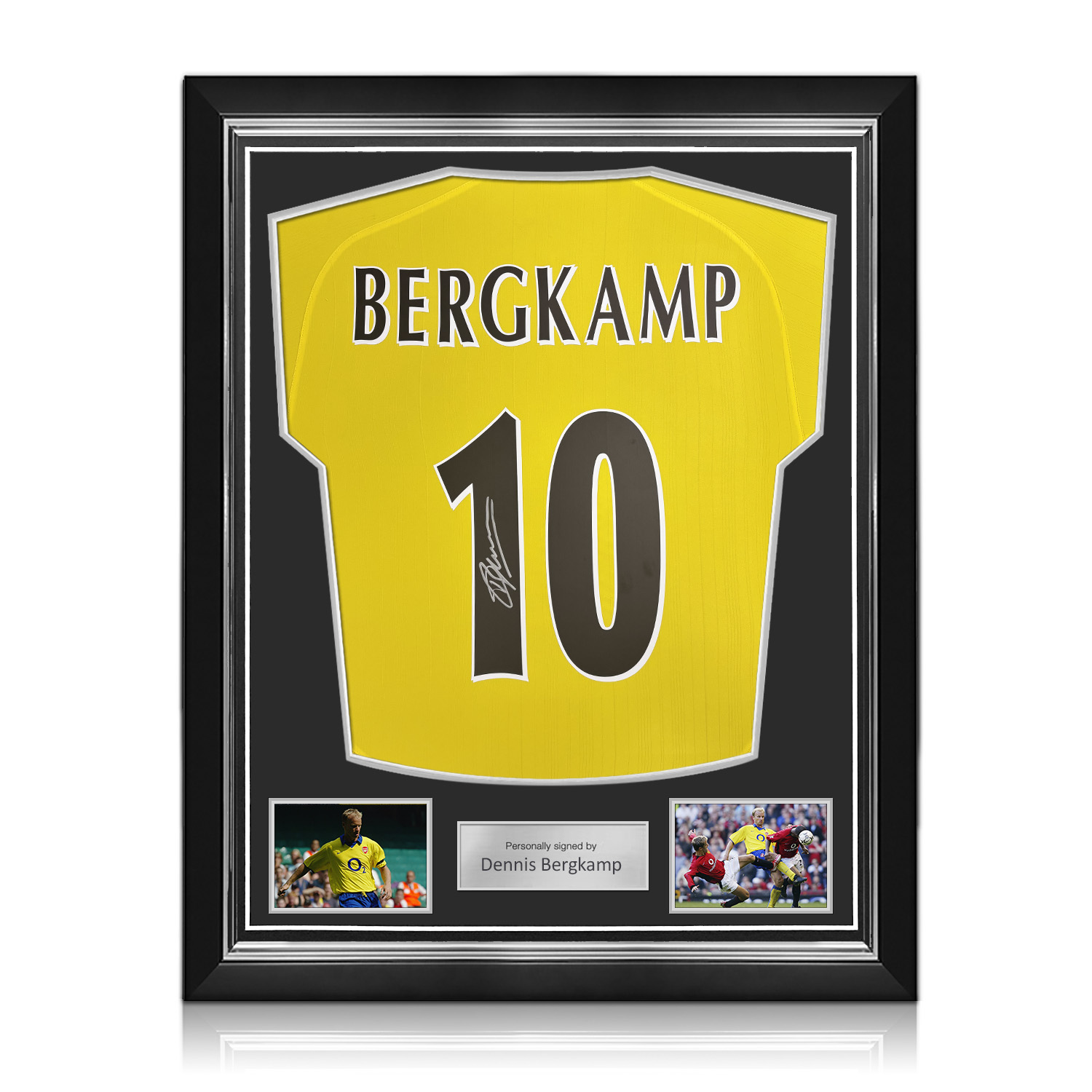Dennis Bergkamp Signed Arsenal Original 2003-04 Away Football Shirt. Superior Frame