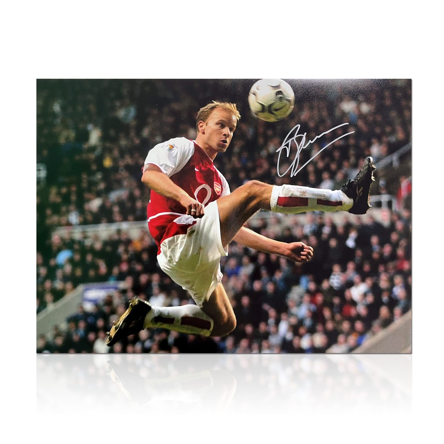 Dennis Bergkamp Signed Arsenal Football Photo: The Statue