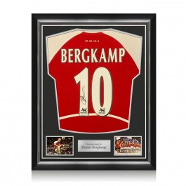 Dennis Bergkamp Signed Arsenal Heritage Invincibles Football Shirt. Superior Frame