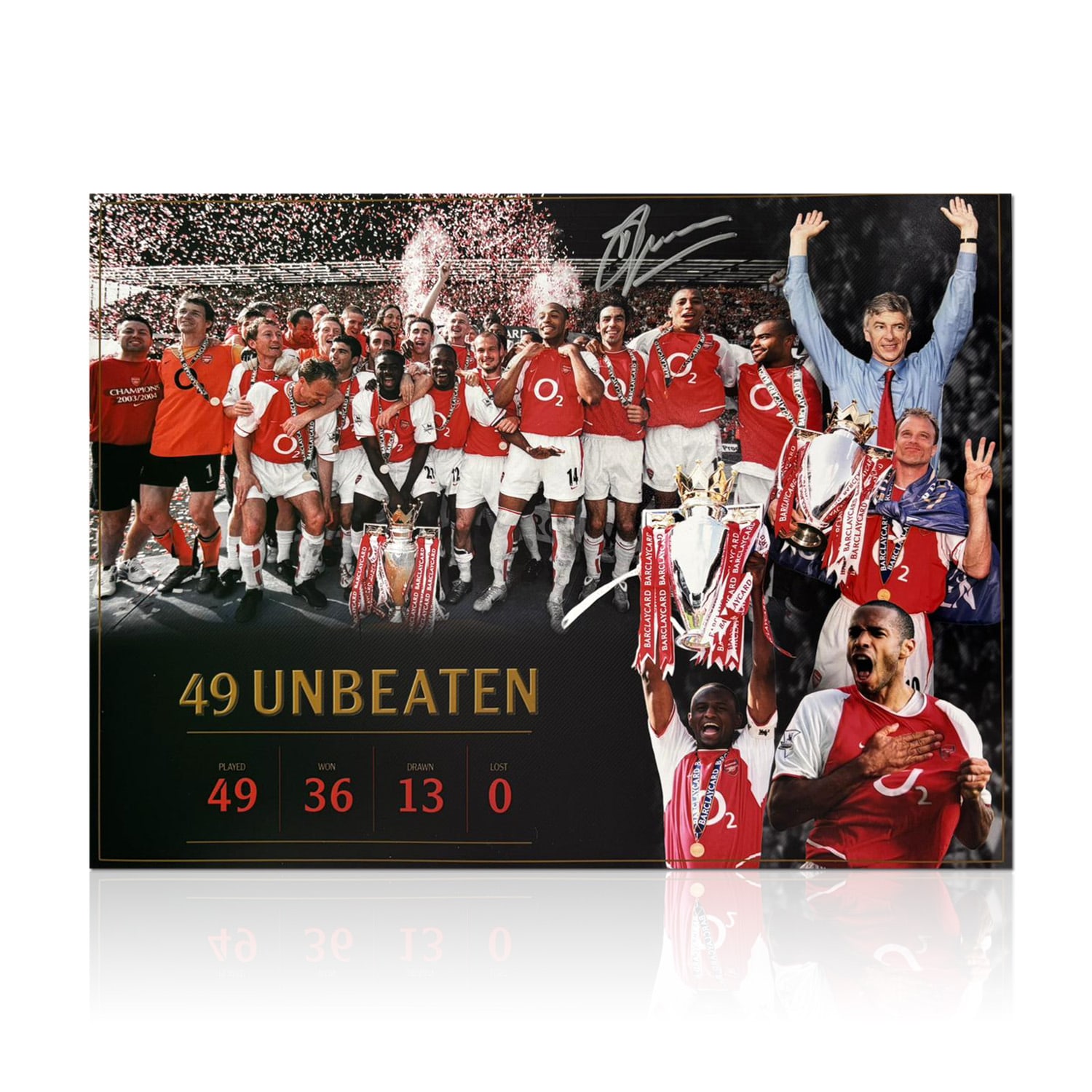 Dennis Bergkamp Signed Arsenal Football Photo: 49 Games Unbeaten