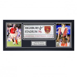 Dennis Bergkamp Signed Arsenal Highbury Stadium Sign. Framed