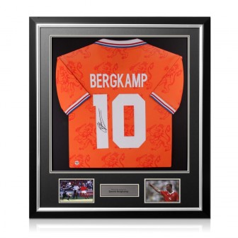 Dennis Bergkamp Signed Holland 1994 Football Shirt. Deluxe Frame