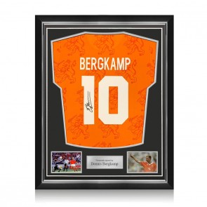 Dennis Bergkamp Signed 1994 Holland Football Shirt. Superior Frame