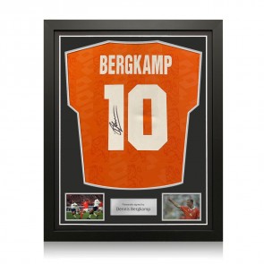 Dennis Bergkamp Signed Original Holland 1994 Home Football Shirt (Original Print). Standard Frame