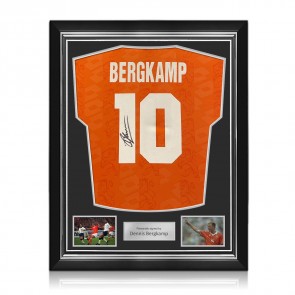 Dennis Bergkamp Signed Original Holland 1994 Home Football Shirt (Original Print). Superior Frame