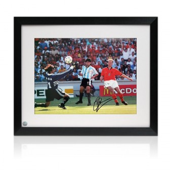 Dennis Bergkamp Signed Football Photo: Holland Goal. Framed