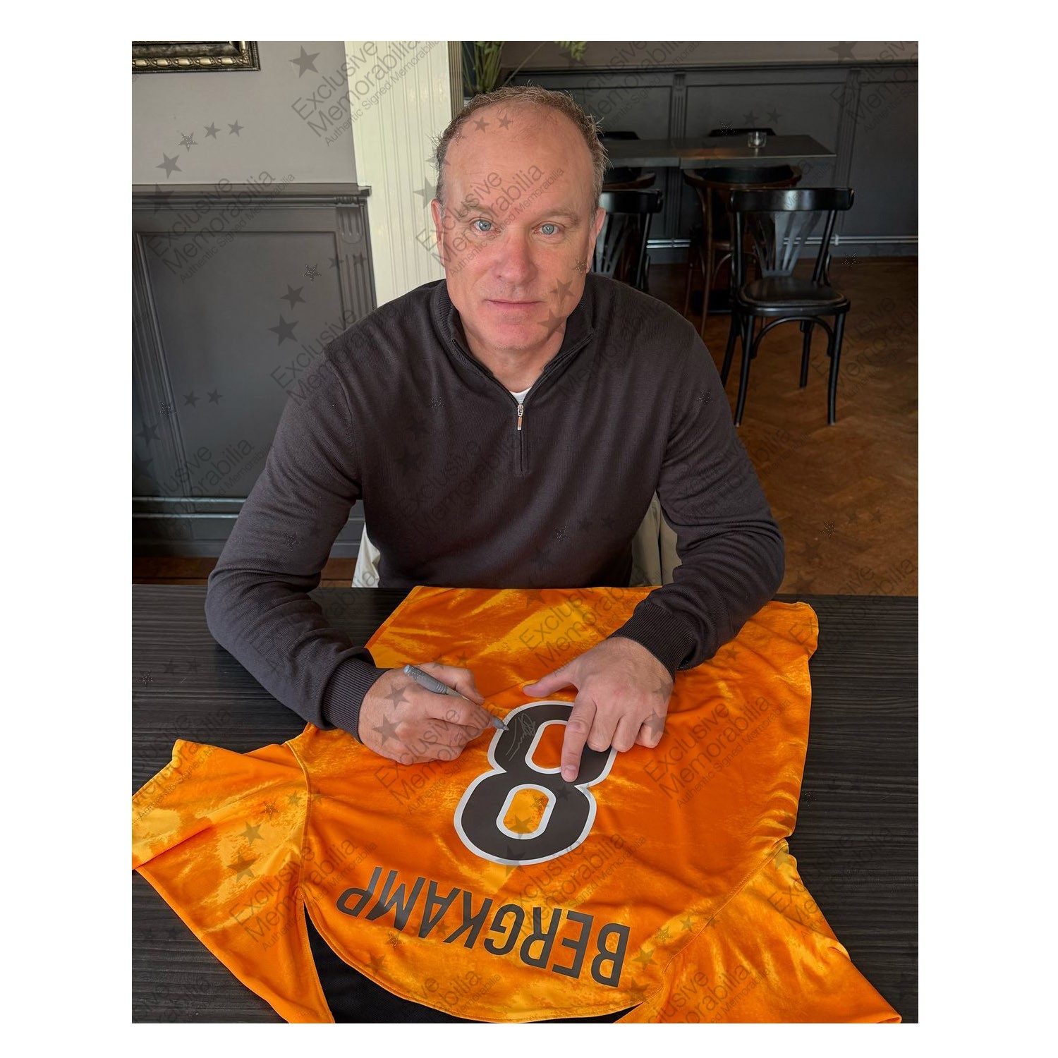 Dennis Bergkamp Signed Holland 2022-23 Football Shirt. Superior Frame
