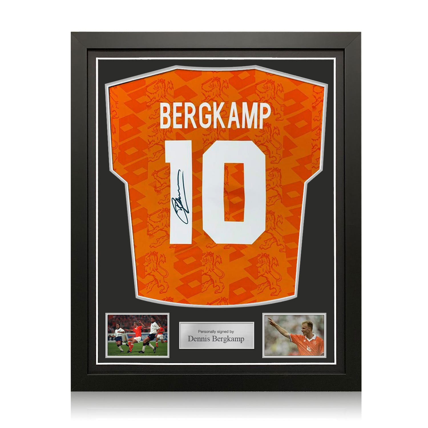 Dennis Bergkamp Signed Original Holland 1994 Football Shirt. Standard Frame