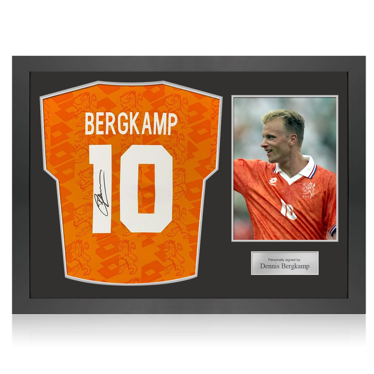 Dennis Bergkamp Signed Original Holland 1994 Football Shirt. Icon Frame