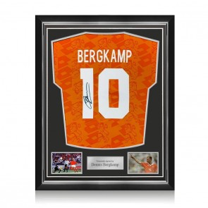 Dennis Bergkamp Signed Original 1994 Holland Football Shirt. Superior Frame