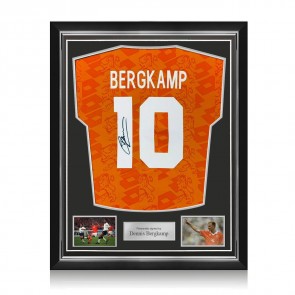 Dennis Bergkamp Signed Original Holland 1994 Football Shirt. Superior Frame