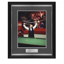 Dennis Taylor Signed Snooker Photo. Deluxe frame