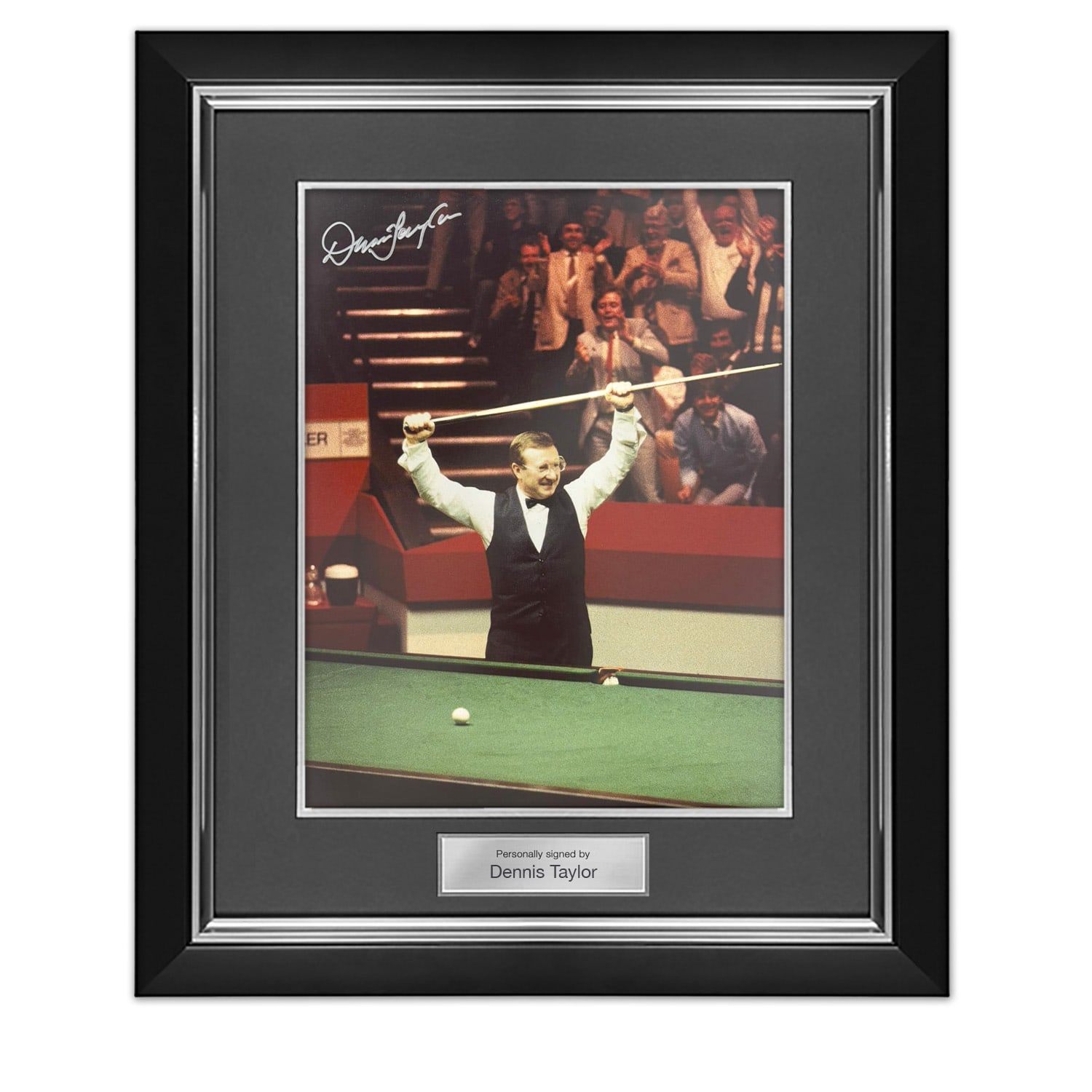 Dennis Taylor Signed Snooker Photo. Deluxe Frame