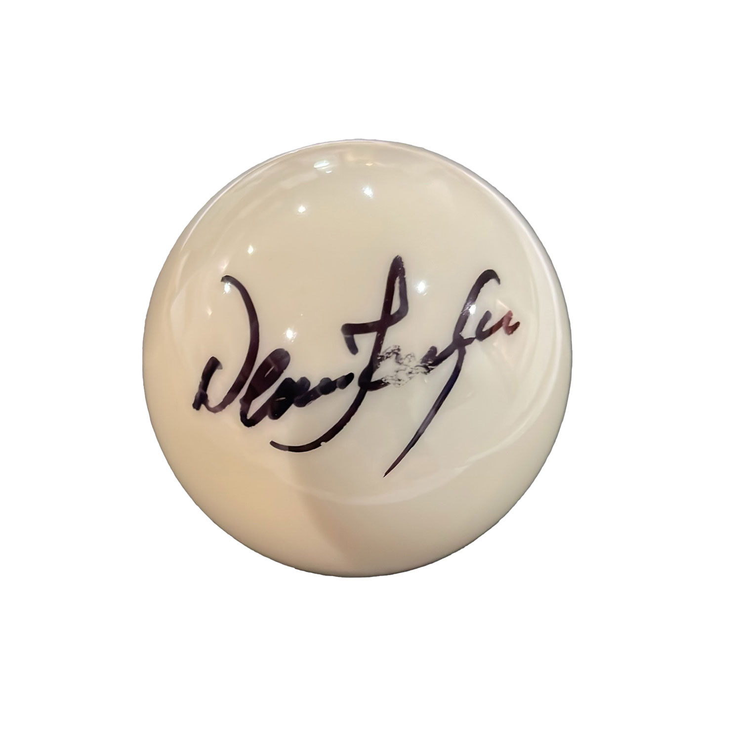 Dennis Taylor Signed White Snooker Ball. Damaged B