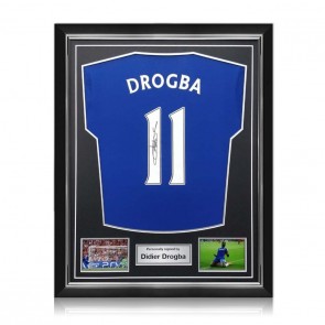 Didier Drogba Signed Chelsea 2016-17 Shirt. Superior Frame