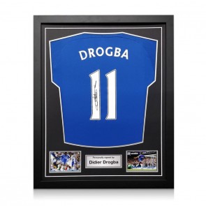 Didier Drogba Signed Chelsea 2006-08 Shirt. Standard Frame