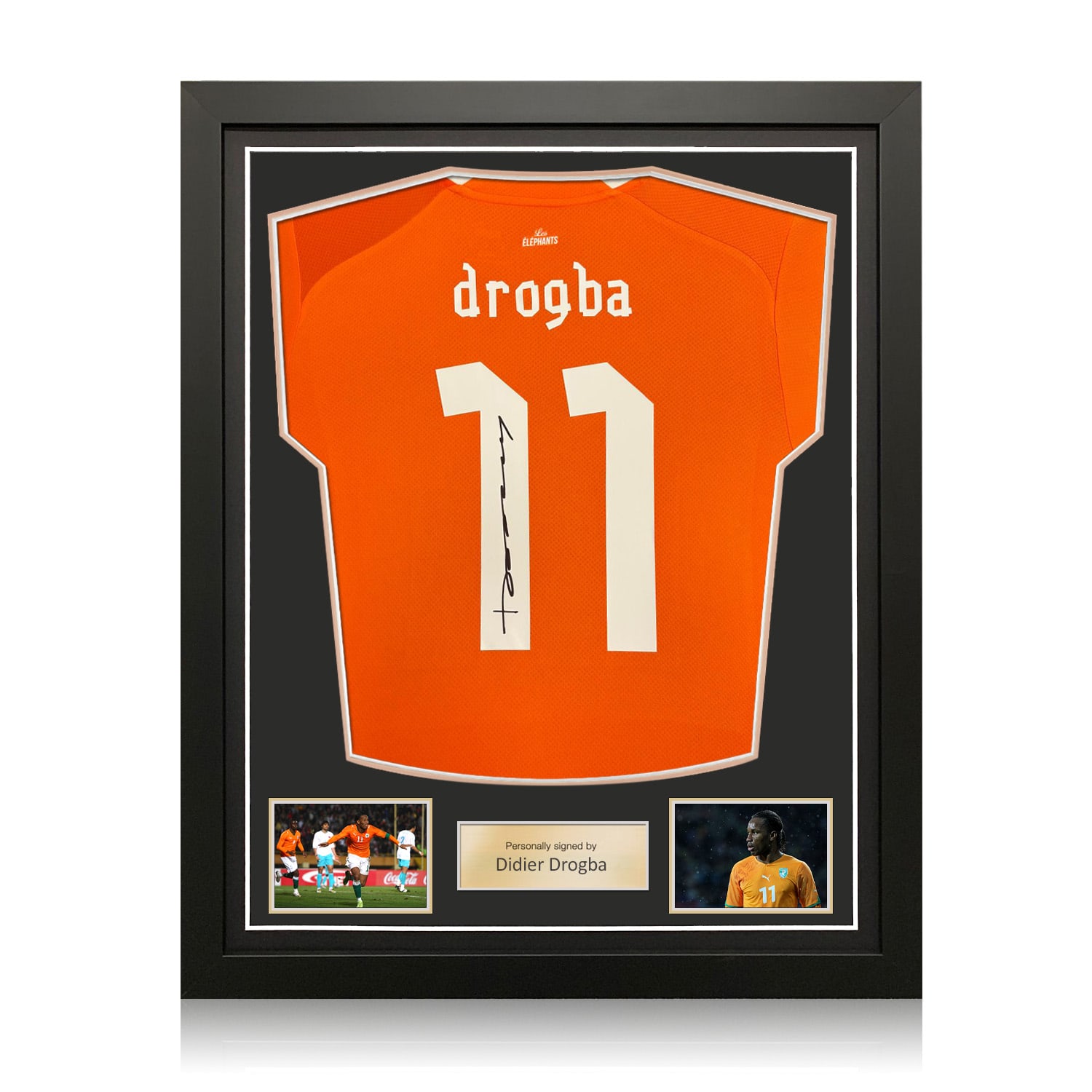 Didier Drogba Signed Ivory Coast 2023 Football Shirt. Standard Frame