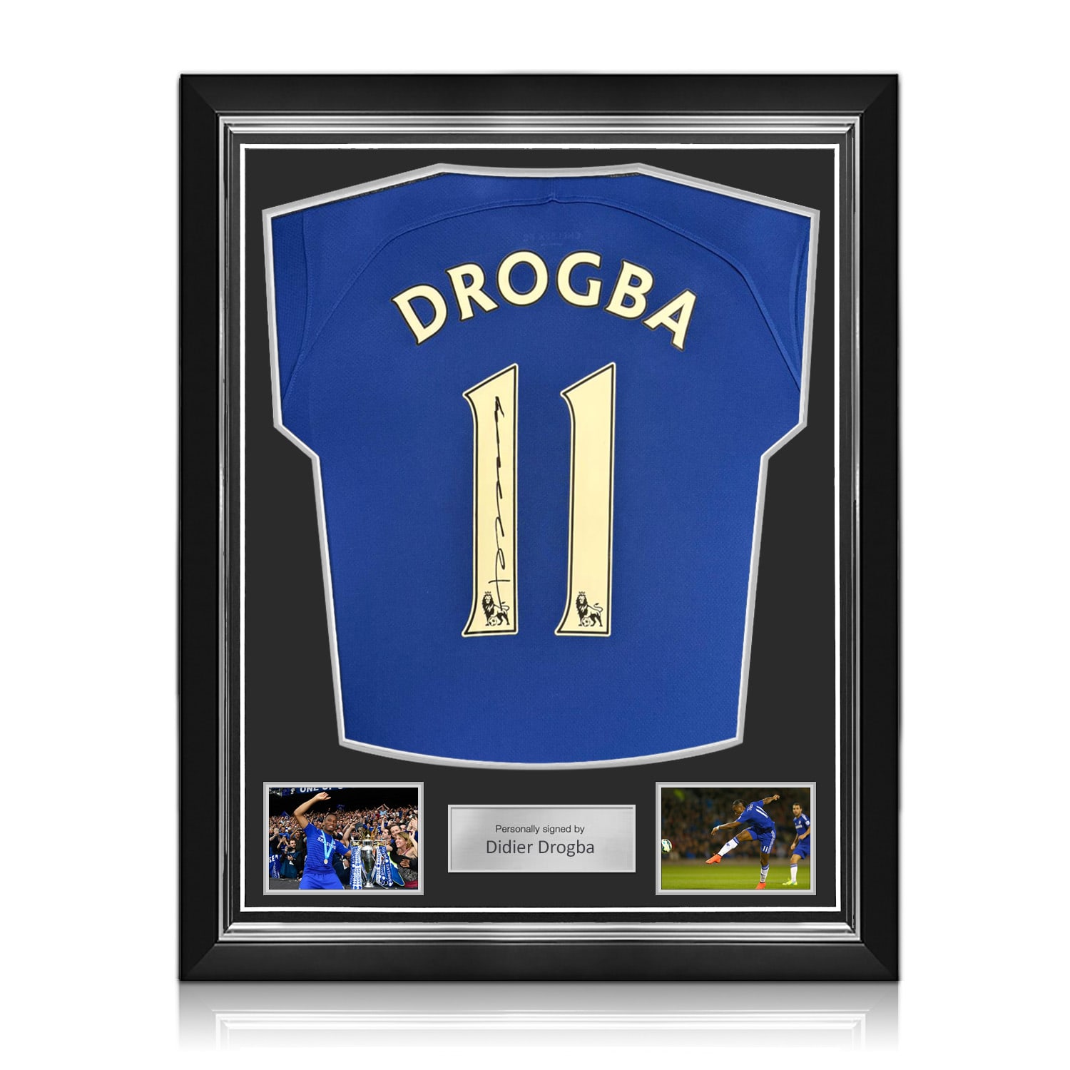Didier Drogba Signed Chelsea 2022-23 Football Shirt. Superior Frame
