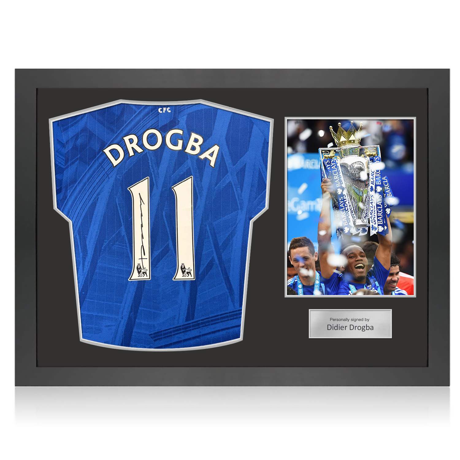 Didier Drogba Signed Chelsea 2025-26 Home Football Shirt. Icon Frame