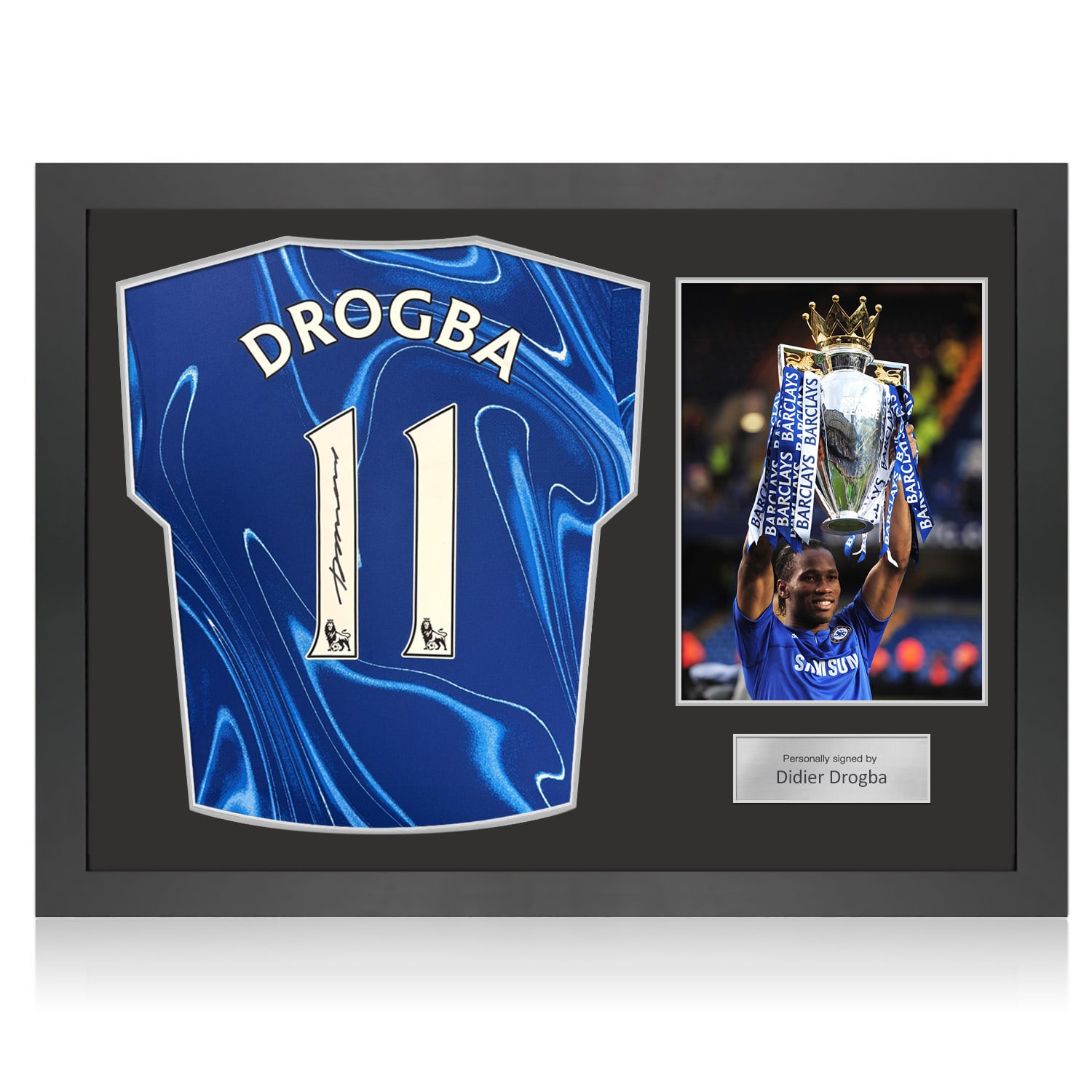 Didier Drogba Signed Chelsea 2024-25 Football Shirt. Icon Frame