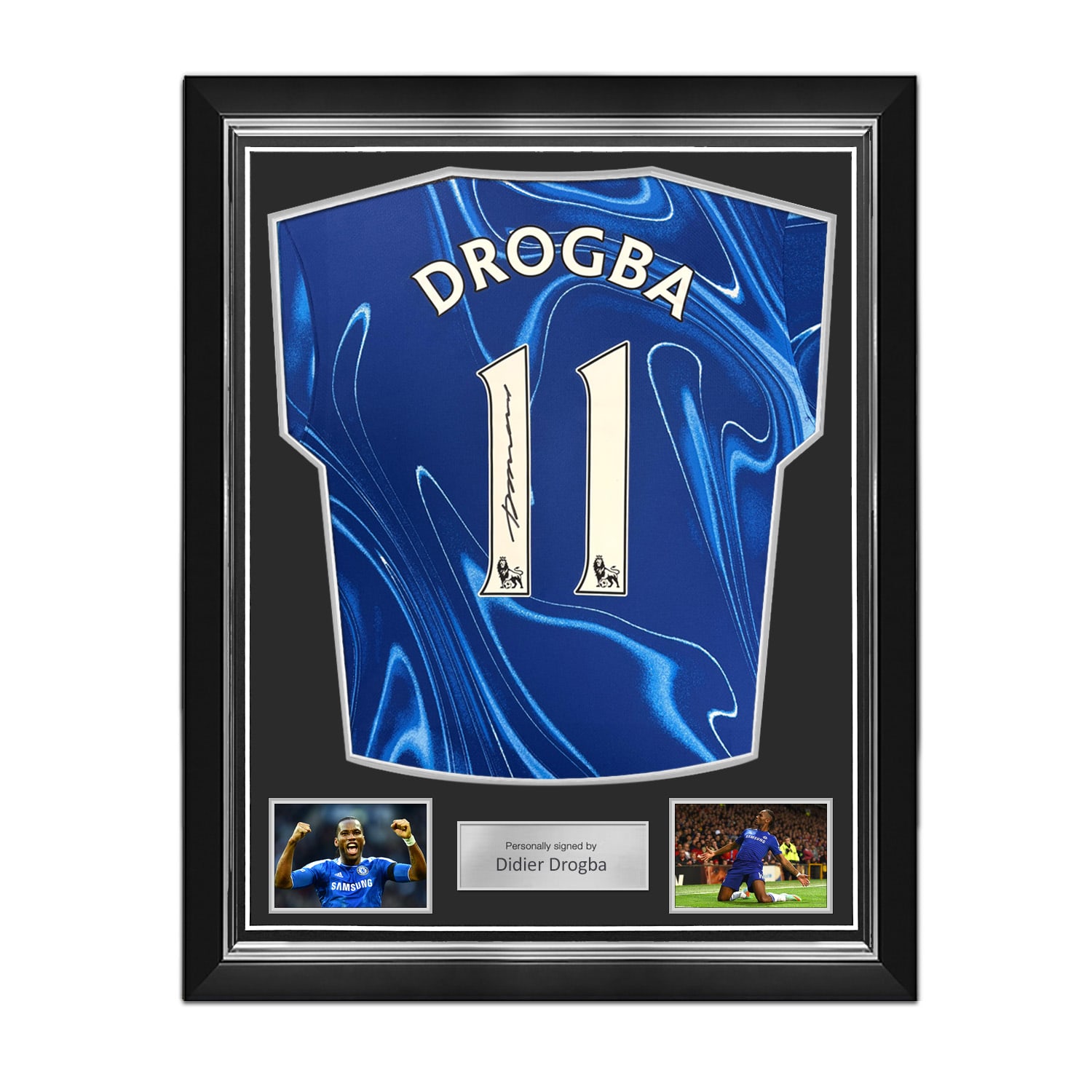 Didier Drogba Signed Chelsea 2024-25 Football Shirt. Superior Frame