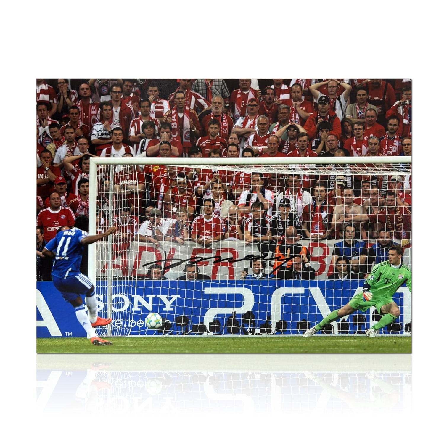 Didier Drogba Signed Chelsea Football Photo: UCL Penalty