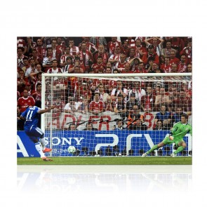 Didier Drogba Signed Chelsea Football Photo: UCL Penalty