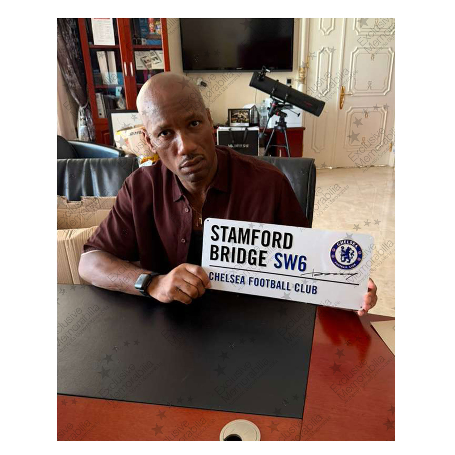 Didier Drogba Signed Chelsea Street Sign