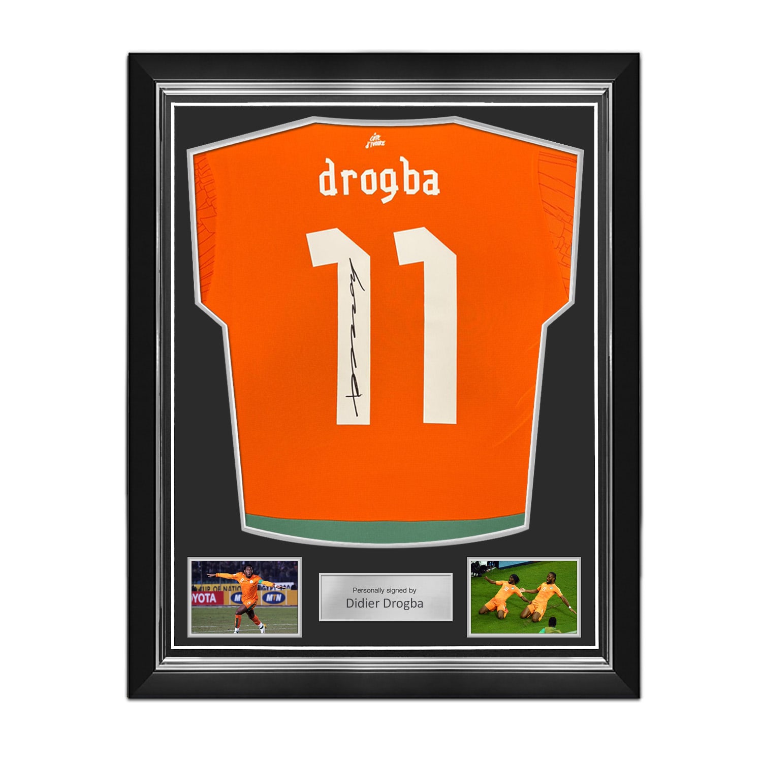 Didier Drogba Signed Ivory Coast 2024-25 Football Shirt. Superior Frame